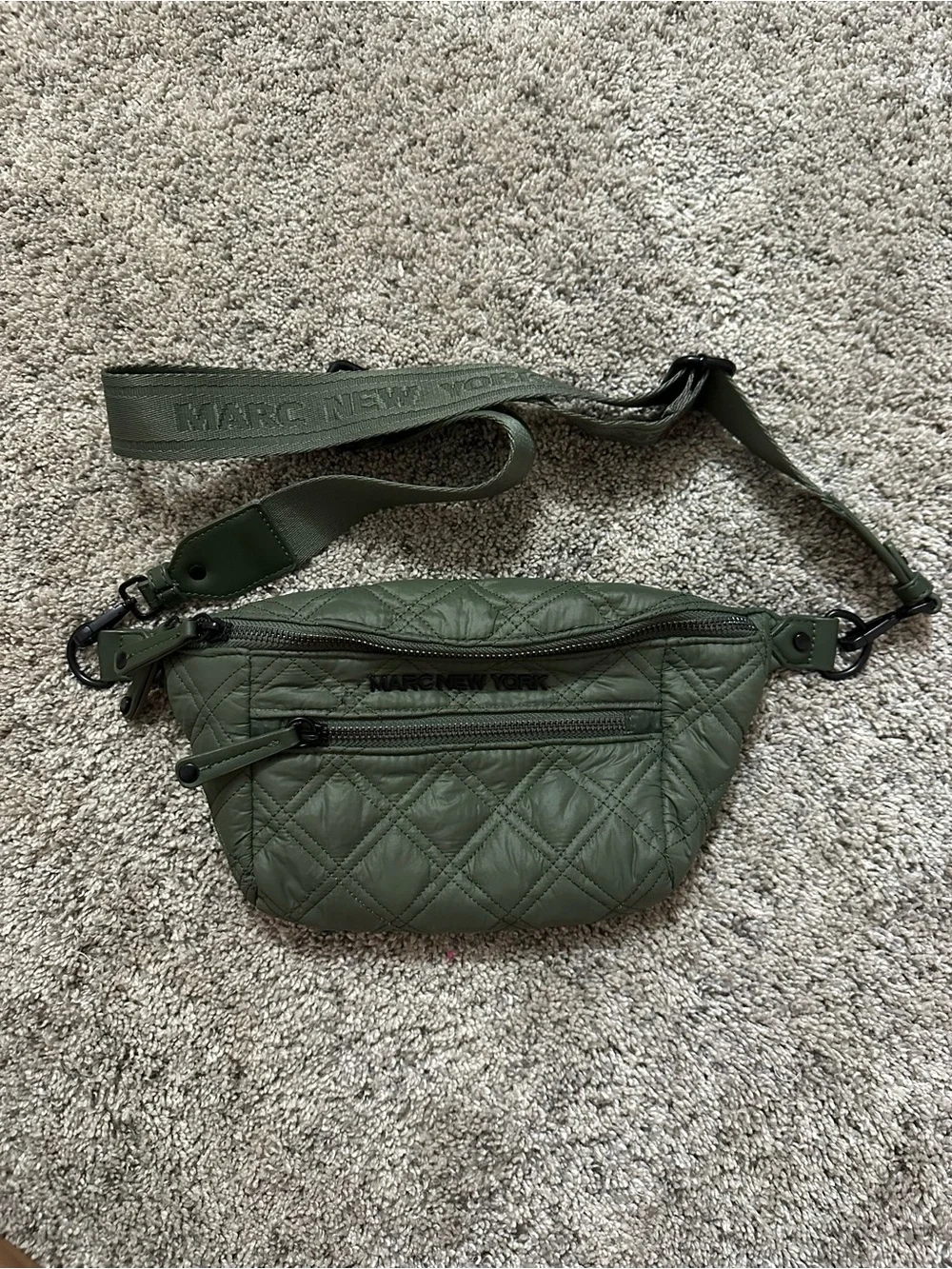 Marc New York Olive Green Quilted Fanny Pack Crossbody Belt Bag